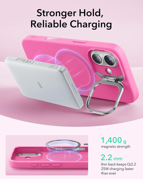 ESR 17, 17, Silicone Case for iPhone Built-in Camera Stash Stand Compatible with MagSafe, Military-Grade Drop