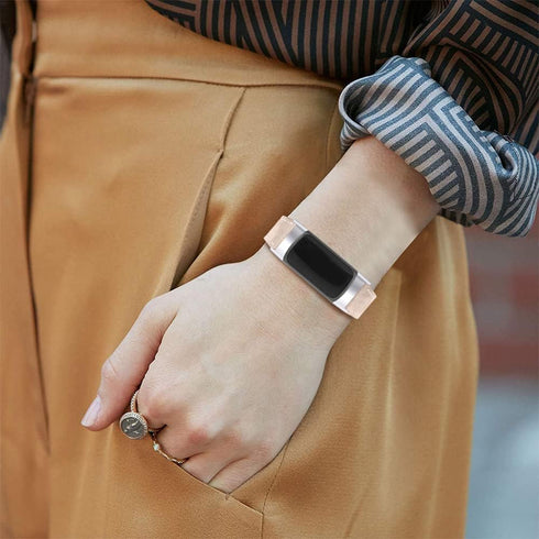 Leather Bands Compatible with Fitbit Charge 4/Charge 3, Replacement Wristband Straps for Women and Men, Beige