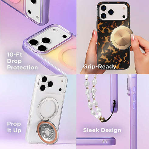 PopSockets 17 iPhone Air Phone Case with MagSafe, Wireless Charging Compatible, Black - Black Transluscent