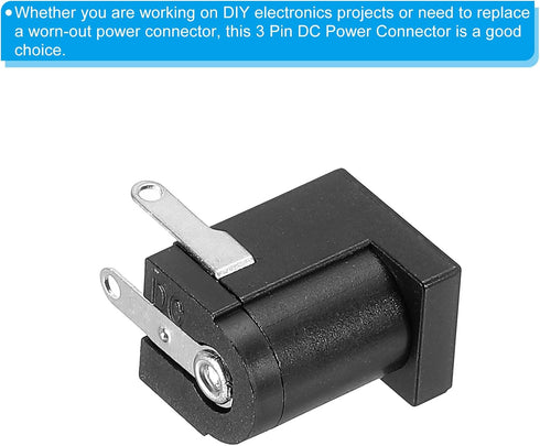 PATIKIL 5.5x2.1mm DC Power Connector, 5 Pack 3 Pin PCB Mounting Female Plug Jack