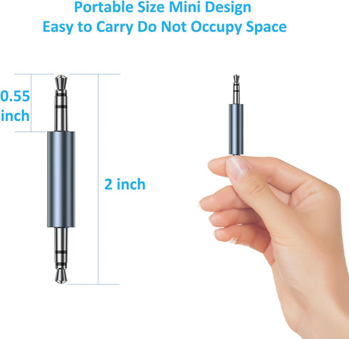 3.5mm Male to Male Audio Adapter, 3.5mm Stereo Male Coupler Connector, Compatible with Car AUX Audio, Laptop, MP3, TV