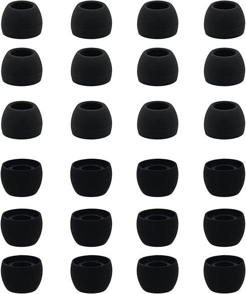 12 Pairs Silicone Replacement Earbud Ear Buds Tips Compatible with 3.8mm to 5.5mm Nozzle Earbuds Earphones, Small Size Black