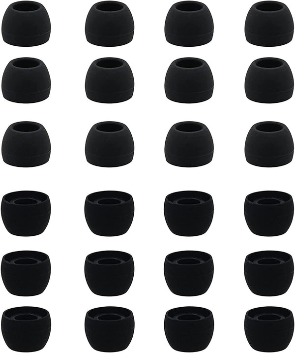 12 Pairs Silicone Replacement Earbud Ear Buds Tips Compatible with 3.8mm to 5.5mm Nozzle Earbuds Earphones, Small Size Black