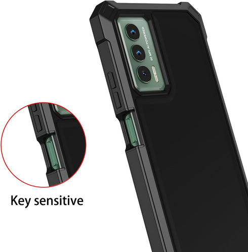 Cricket Outlast Case with Tempered Glass Screen Protector, 360 Full-Body Soft TPU Bumper Shockproof Silicone Cover