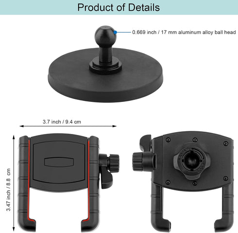 Gym Magnetic Phone Holder for Gym/Fridges/Motorcycle Tank/Motor Vehicle, 3.46 inch Magnetic Base Aluminum Alloy Ball