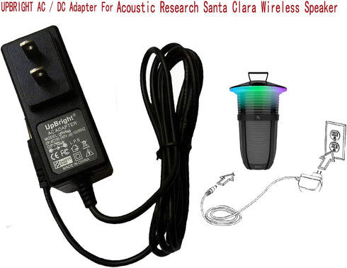 UpBright 14V 1A AC/DC Adapter Compatible with Acoustic Research AR Santa Clara Sans fil Bluetooth 10 W 20 Watt Sound Speaker AWSEE3 AWSEE3BK AWSEE320 AWSEE320BK AWSBT10BK Power Supply Battery Charger