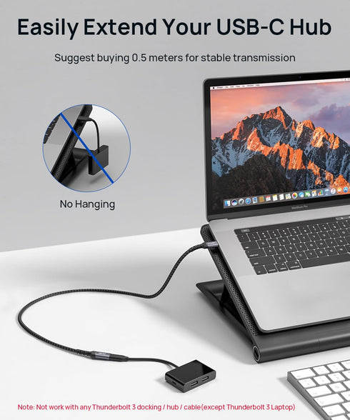 JSAUX USB C Extension Cable 1M/3.3FT, USB 3.2 Extender Cord Male to Female, 100W/5A Fast Charging, 10Gbps Sync Transfer