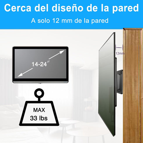 TETVIK 14-24 100x100mm 30lbs 15 19 20 22 23 Inch Monitor Wall Mount Most TVs Computer Universal Low Profile RV TV Wall