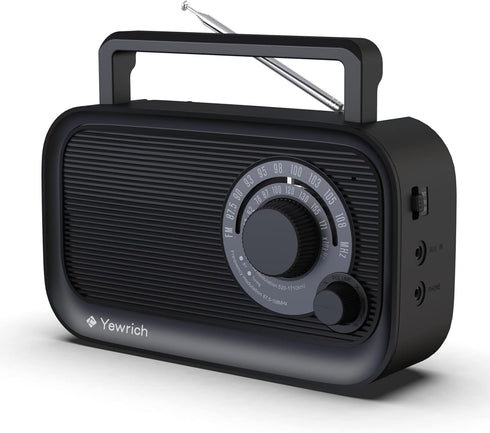 AM FM Radio with Best Reception, Portable Bluetooth Speaker Radio, Battery Operated or AC Power, Black