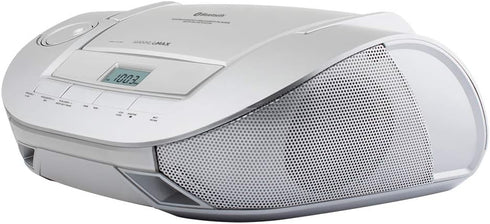 HANNLOMAX HX-328CD Portable CD Boombox with AM/FM Radio, Bluetooth, USB Port for MP3 Playback (Silver)