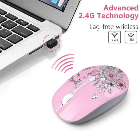 Wireless Mouse with Nano Receiver for PC, Laptop, Notebook, MacBook, Less Noise, Portable Mobile Optical Mice