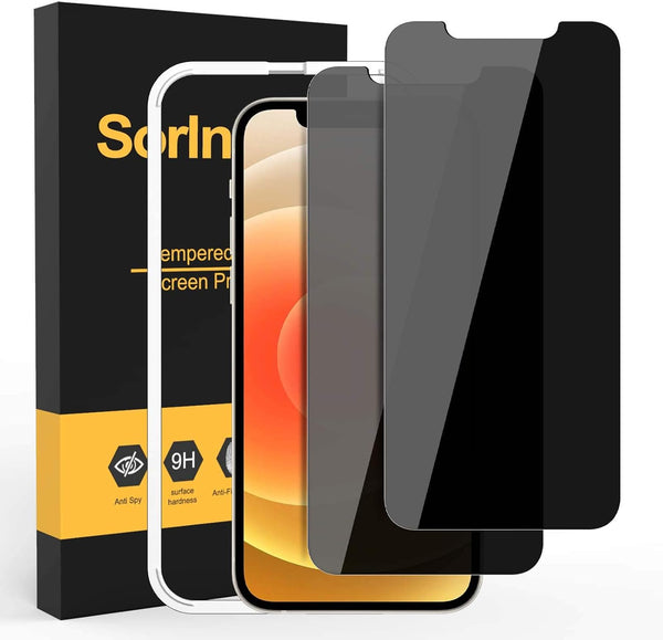 2 Pack Privacy Screen Protector for iPhone 12 Mini, Anti Spy Tempered Glass Film, Touch Sensitive, Bubble-Free