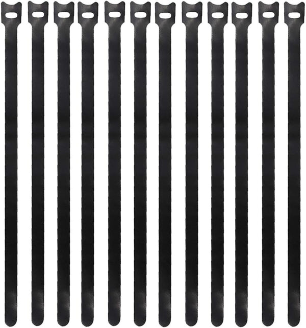 Eowpower 50 Pieces Black 12 inches x 1/2 inch Reusable Cable Ties Microfiber
