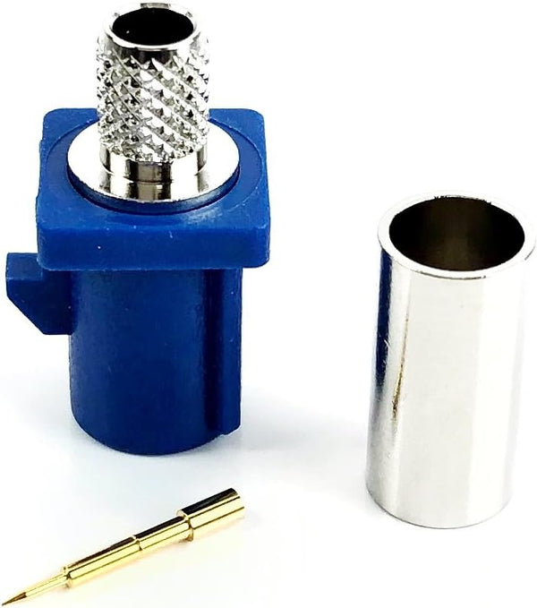 Automotive FAKRA Straight Plug Crimp RG58 Key Code C Blue GPS Telematics