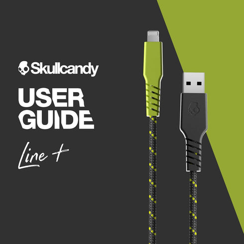 Skullcandy Line+ 6ft Braided Lightning Cable, 15W USB A to Lightning Charger for iPhone/Pro/Max - Grey/Yellow