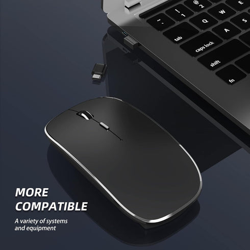Wireless Mouse Chargeable Portable Silent USB and Type-C Dual Mode Mouse, 3 Adjustable DPI for Laptop, Mac, MacBook,