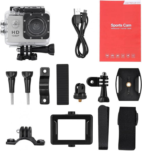 VBESTLIFE Mini Ultra HD Action Camera, 1080P 12MP Sports Camera with Wide Angle Lens, Full HD 2.0 Inch TFT LCD Screen,