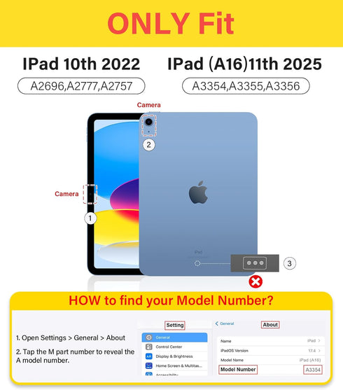 JKSML (A16) 11th/10th 7 10.9" (2022)/ 11" (2025) for iPad Gen case with Keyboard, Round Key, Color Backlit, Detachable