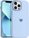 Jmltech Silicone Case for iPhone 13 Pro Max, Slim Blue Heart Design with Soft Microfiber Lining