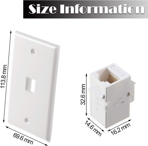 Weewooday 4 Pack Ethernet Wall Plate - RJ45 Cat6 Female to Female Jack Inline Coupler Plates (White)