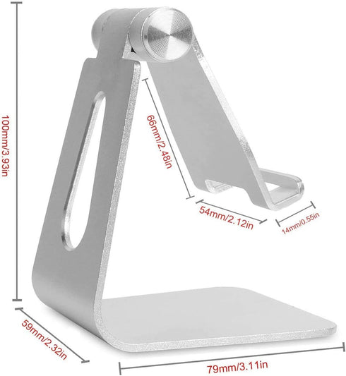 Cell Phone Tablet Stand Adjustable Multi-Angle Aluminum Non-Slip Dock Holder, Foldable Portable Desktop Organizer