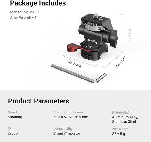 SMALLRIG Field Monitor Mount with NATO Clamp, Camera Monitor Holder for 5” and 7” Monitors