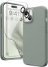 GONEZ iPhone 14 Case, Calke Green Liquid Silicone, 6.1", Shockproof, with 2X Screen & Camera Lens Protectors.