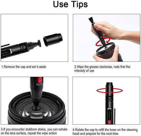 Professional Camera Cleaning Kit with Air Blower, Cleaning Swabs, Pen, and Cloth for Most Cameras, Mobile Phones,