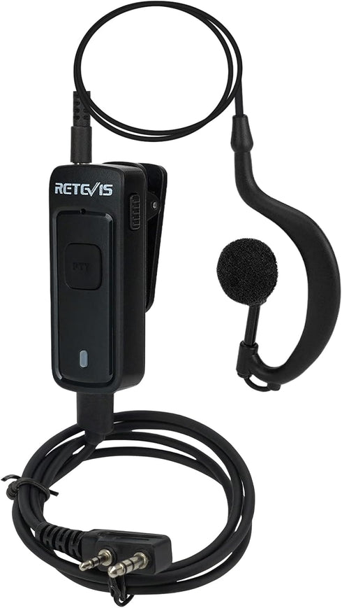 Retevis AI Active Noise Reduction Walkie Talkie Earpiece with Mic, Rechargeable C-Type, 2 PTT, Compatible with BAOFENG,