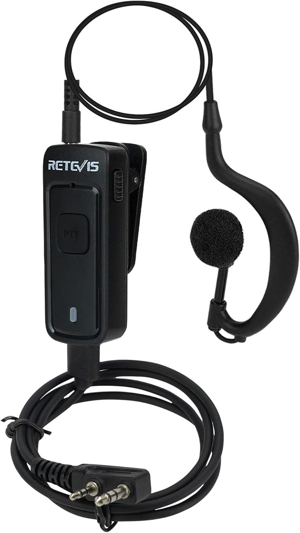 Retevis AI Active Noise Reduction Walkie Talkie Earpiece with Mic, Rechargeable C-Type, 2 PTT, Compatible with BAOFENG,