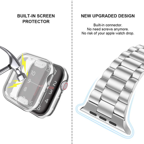 iiteeology Apple Watch Bands 40mm Series 6 5 4 SE - Upgraded Stainless Steel Band with iWatch Screen Protector