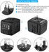 Universal Travel Power Adapter with High Speed 2.4A USB, 3.0A Type-C, Worldwide AC Outlet Plugs, Black