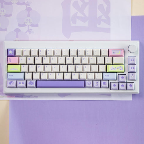 Hyekit PBT Keycaps, Cherry Profile Custom Keycap Set, 144 Keys Orchid Plant Theme for Mechanical Keyboards