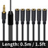 Poyiccot 3.5mm Headphone Splitter, 1 to 6 Ways 3.5mm TRRS Male to 6 Female Cord for Earphone, Laptop, Phone