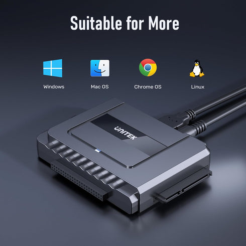 Unitek USB C to SATA IDE Adapter, External Hard Drive Converter Kit for 2.5/3.5 inch HDD/SSD, with USB A Connector