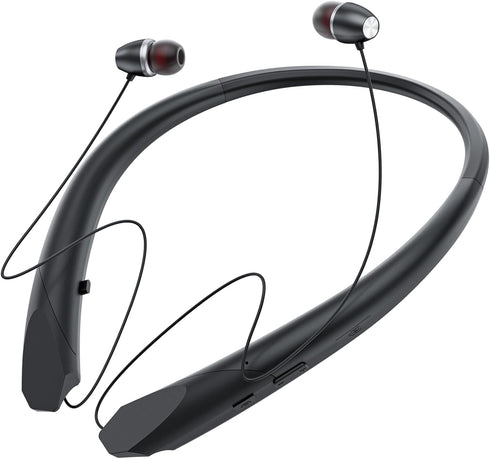 ZIQOPGD Neckband Bluetooth Headphones, Retractable Headset Wireless Bluetooth Earbuds with Microphone, IPX5 Sweatproof,