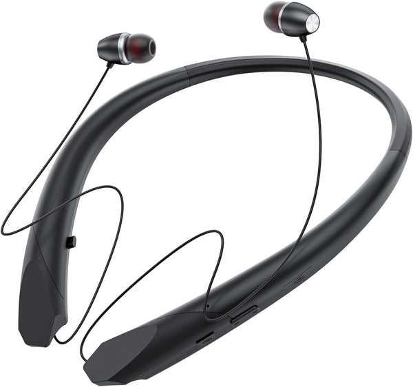 ZIQOPGD Neckband Bluetooth Headphones, Retractable Headset Wireless Bluetooth Earbuds with Microphone, IPX5 Sweatproof,