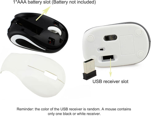 Cute Mini Wireless Mouse, Small Size Portable USB Optical Mice, 3 Buttons 1000 DPI Cordless for Laptop PC Notebook