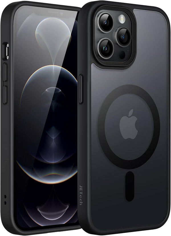JETech iPhone 12 Pro Max Case 6.7-Inch, Slim Shockproof, Translucent Matte Back, MagSafe Compatible (Black)