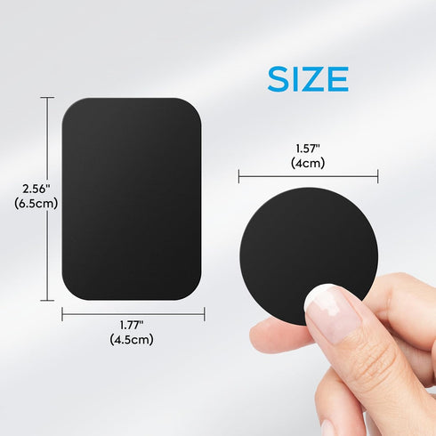 Generic 12-Pack 6 6 Adhesive Metal Plates for Magnetic Phone Car Mounts - Rect & Round Black, Universal Fit