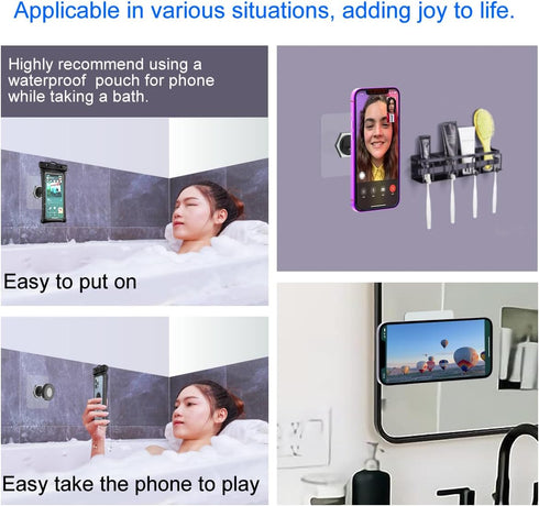 Magnetic Phone Holder for MagSafe Wall Mount, Waterproof, Self-Adhesive, Rotatable Ball, Compatible with iPhone 15/14/13