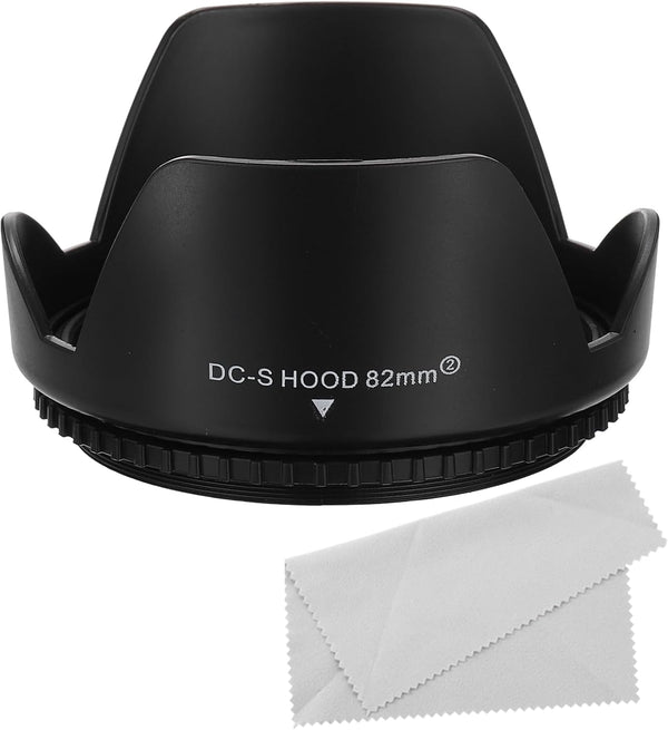 PATIKIL 82mm Camera Lens Hood, Reversible Flower Protector with Cloth, Anti-Reflection for Nikon, Fujifilm, Pentax