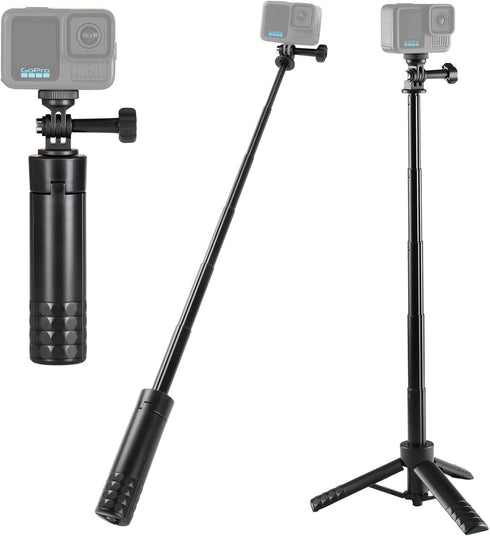HSU Tripod Stand + Selfie Stick Pole - Waterproof Hand Grip for GoPro