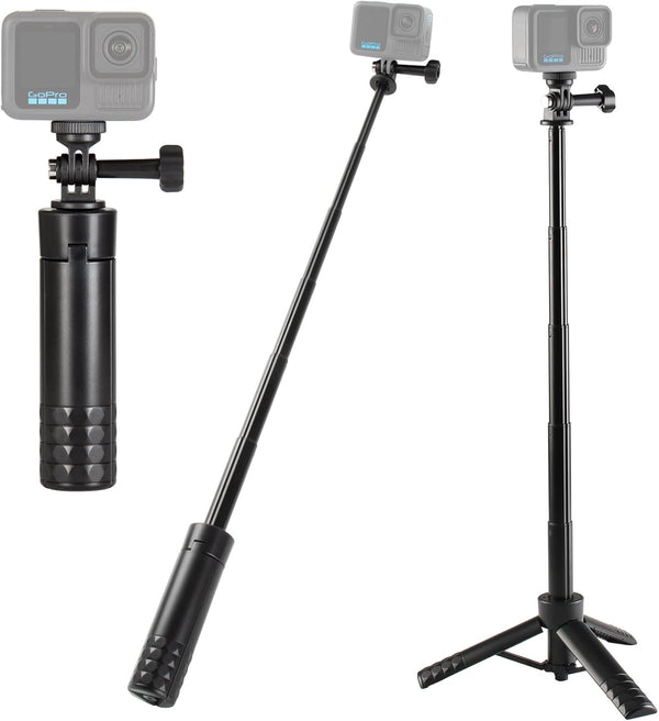 HSU Tripod Stand + Selfie Stick Pole - Waterproof Hand Grip for GoPro