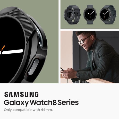 Spigen 8 44mm (2025) Liquid Air Designed for Samsung Galaxy Watch Case Flexible Lightweight TPU Cover - Matte Black