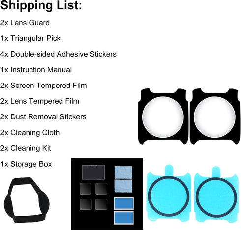 Sticky Lens Guards + Screen Protector for Insta360 ONE RS/ONE R, Twin Screen Protector Tempered Glass Film