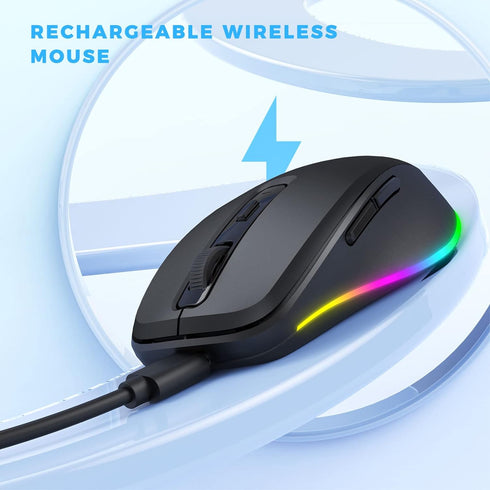 PEIOUS Wireless Mouse with Built-in Jiggler, Rechargeable Mover for Computer, Undetectable Random Movement - Black