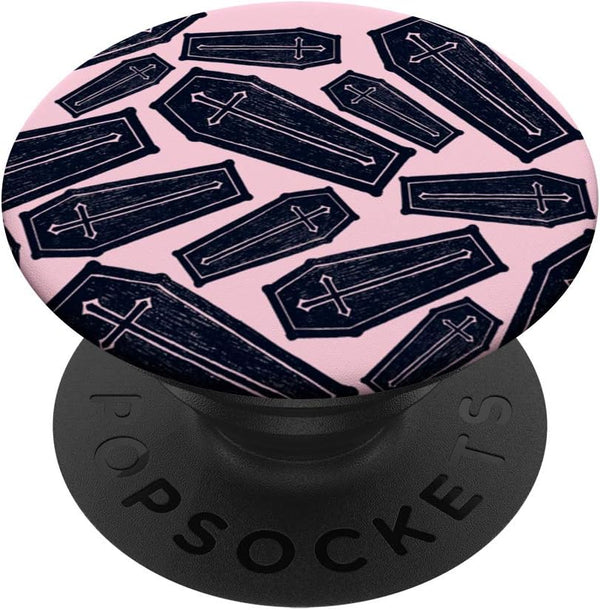 Pastel Goth Coffin Creepy Horror Psychobilly Pink Black PopSockets PopGrip: Swappable Grip for Phones & Tablets