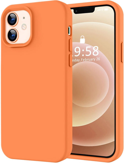LOVE 3000 Bright Orange iPhone 12/12 Pro Case, Shockproof Silicone with Soft Anti-Scratch Microfiber Lining, 6.1"