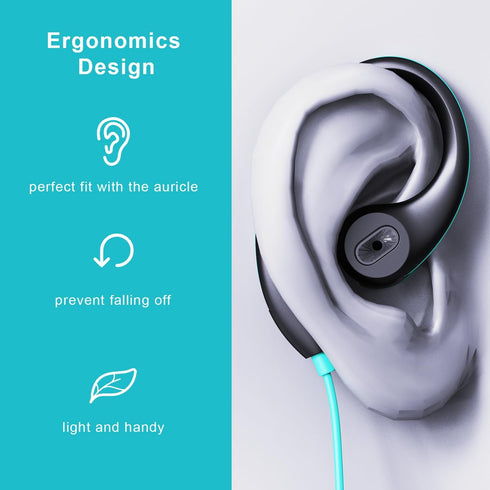 Sport Headphones Wired Earbuds, Over Ear Headphones with Earhooks, Microphone, Sweatproof Running Earphones for Workout